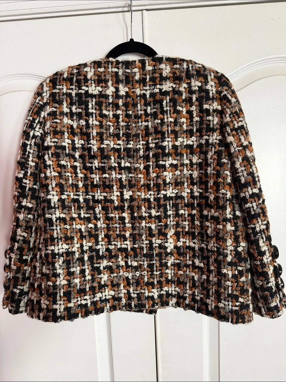 Dolce & Gabbana Brown Black White Tweed Blazer Jacket 42 , 3/4 sleeve .